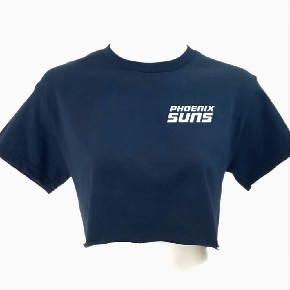 PHOENIX SUNS Vintage Style Retro Logo NBA Cropped Crop Top Black Basketball Tee